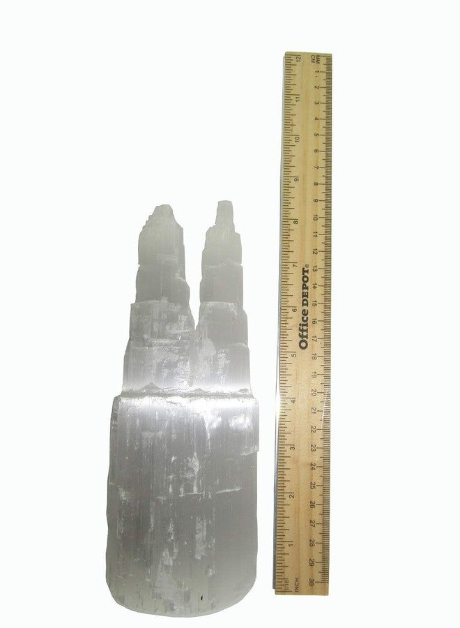 CircuitOffice Selenite Twin Tower Skyscraper, Selenite Mountain, 6" Selenite Twin Points for Healing, Positive Energy, Meditation, Protection, Powers, Decoration or Gift - Image 3