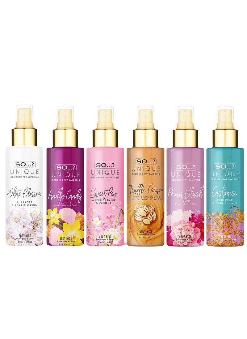 So..? So Unique Body Mist Set  Perfumes for Women with Fresh Floral Sweet Scents  6 Hour Wear Body Spray for Women  Travel Size Gift Set  6 pcs  - Image 2