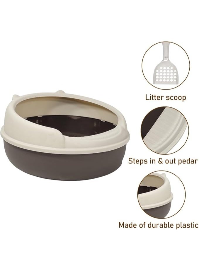 أن ان سي بيتس صندوق قمامة قطط شبه مغلق مضاد للتناثر، حوض قمامة قطط سهل التنظيف بتصميم دواسة، مرحاض قطط قابل للفصل لسهولة التنظيف (40 سم) - Image 3