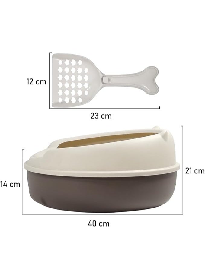 أن ان سي بيتس صندوق قمامة قطط شبه مغلق مضاد للتناثر، حوض قمامة قطط سهل التنظيف بتصميم دواسة، مرحاض قطط قابل للفصل لسهولة التنظيف (40 سم) - Image 2