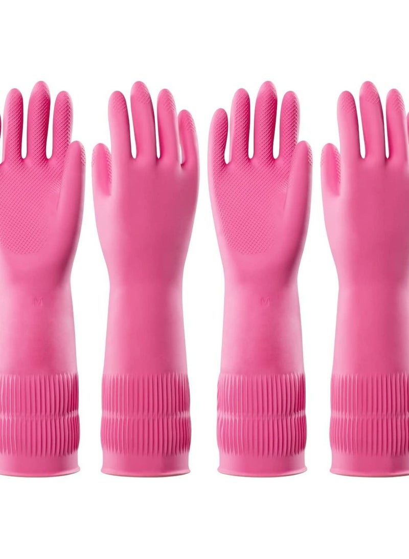 Cleaning Rubber Gloves, 2 Pairs Reusable Waterproof Dishwashing Non-slip, Kitchen Large, Laundry Clothes Gloves - Image 1