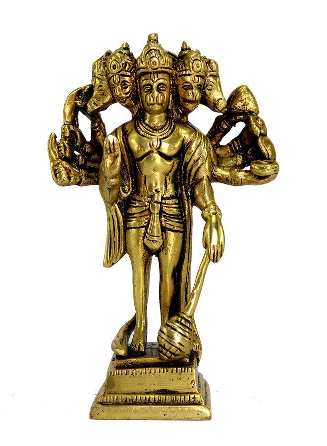 ESPLANADE Brass Panchmukhi Hanuman Anjaneya Pavan Putra Bajrangbali Idol Murti Moorti Statue (6.5 Inch) - Image 3