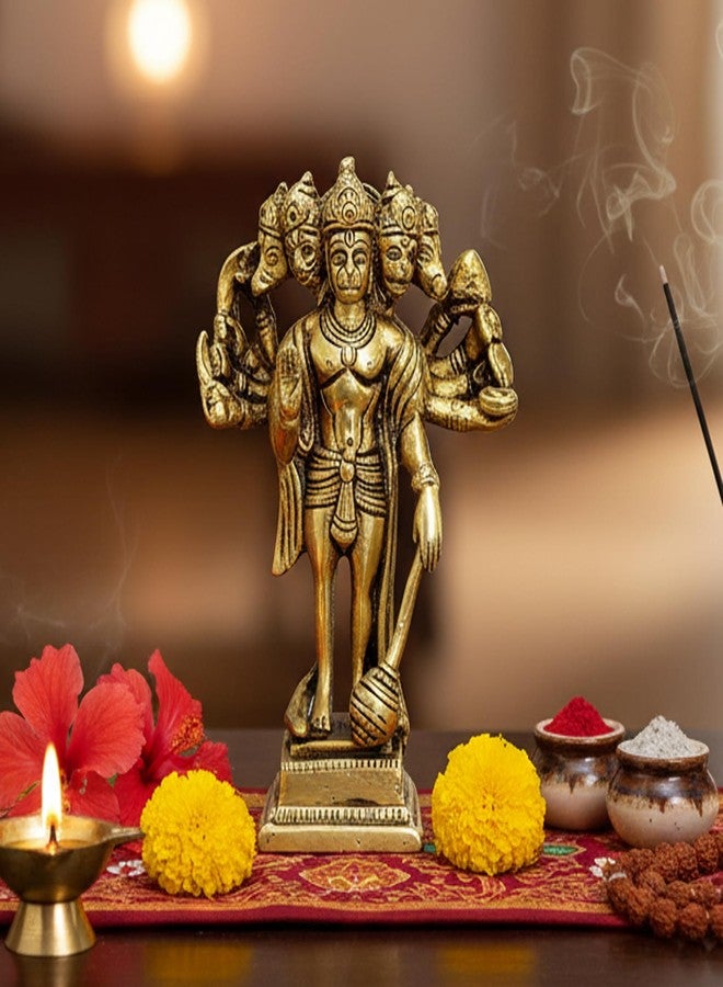 ESPLANADE Brass Panchmukhi Hanuman Anjaneya Pavan Putra Bajrangbali Idol Murti Moorti Statue (6.5 Inch) - Image 1