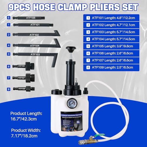 DASBET 3L Manual Transmission Oil Transfer Pump Kit | Transmission Fluid Pump Kit, Fluid Transfer Pump, Manual Oil Pump Oil Filling Filler System Tool for Automatic Transmission with 8pcs Adapters - Image 2