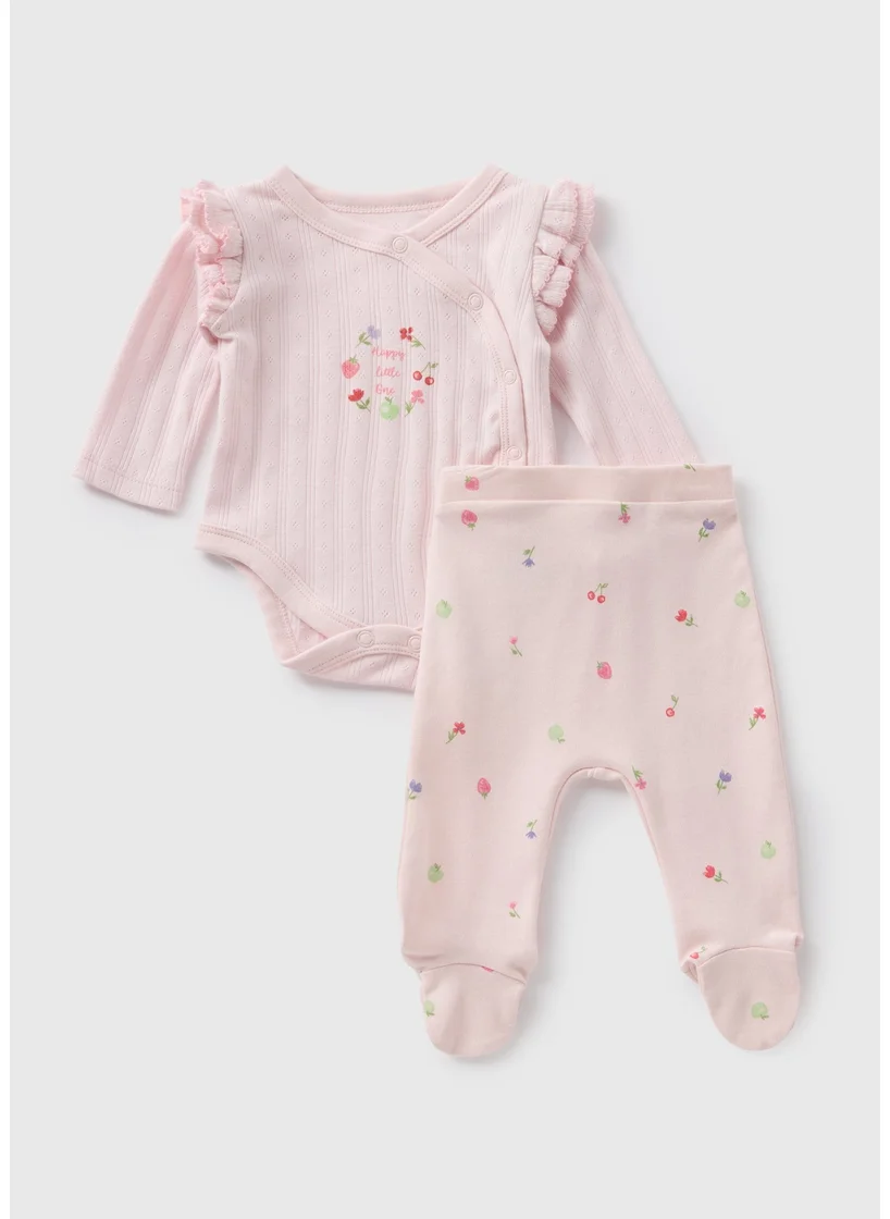 Matalan 2 Piece Baby Pink Fruit Pointelle Set