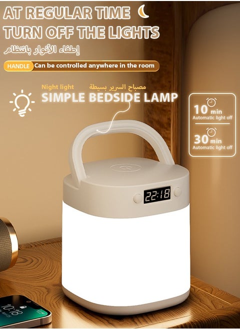 LED Bedside Lamp Rechargeable,Night light illumination with clock, touch, remote control, three in one portable desk lamp with three color temperatures. Night light can be used for reading and eye protection for infants, students, and children