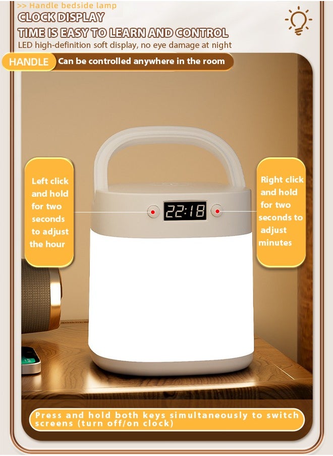 Generic - LED Bedside Lamp Rechargeable,Night light illumination with clock, touch, remote control, three in one portable desk lamp with three color temperatures. Night light can be used for reading and eye protection for infants, students, and children - Image 1