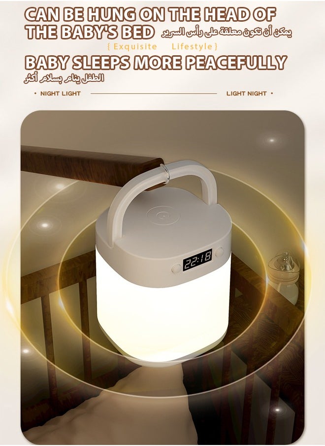 Generic - LED Bedside Lamp Rechargeable,Night light illumination with clock, touch, remote control, three in one portable desk lamp with three color temperatures. Night light can be used for reading and eye protection for infants, students, and children - Image 1