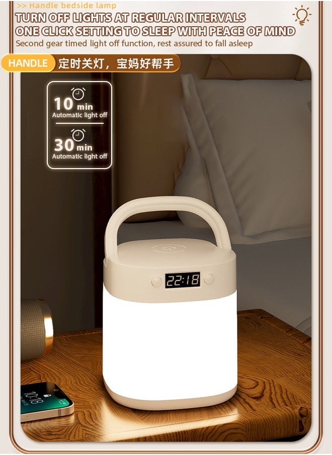Generic - LED Bedside Lamp Rechargeable,Night light illumination with clock, touch, remote control, three in one portable desk lamp with three color temperatures. Night light can be used for reading and eye protection for infants, students, and children - Image 1