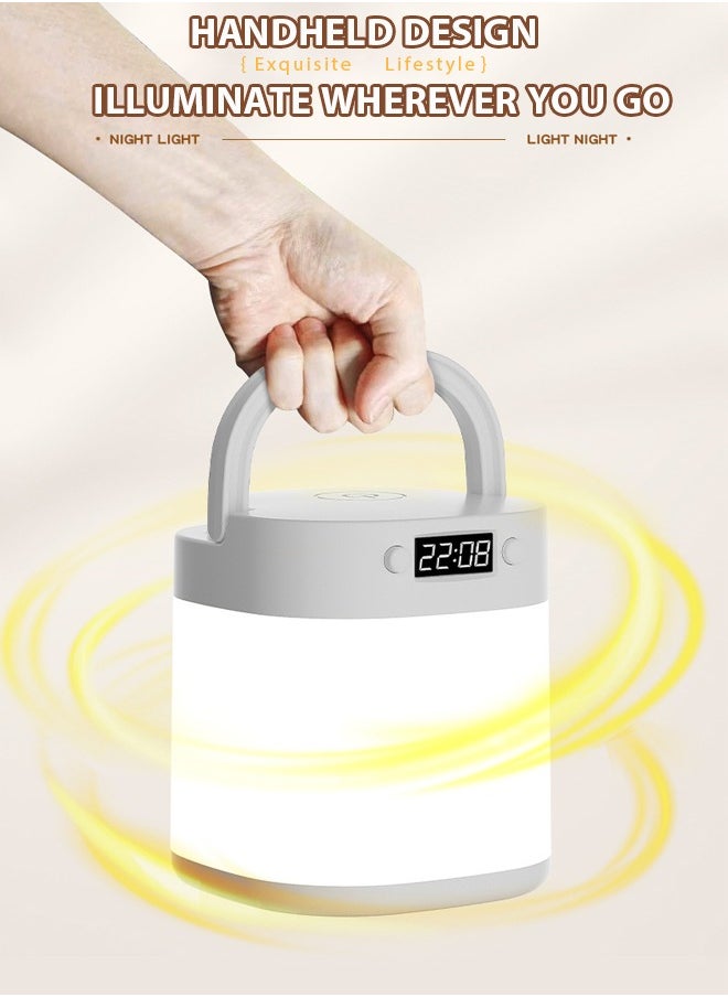 Generic - LED Bedside Lamp Rechargeable,Night light illumination with clock, touch, remote control, three in one portable desk lamp with three color temperatures. Night light can be used for reading and eye protection for infants, students, and children - Image 1
