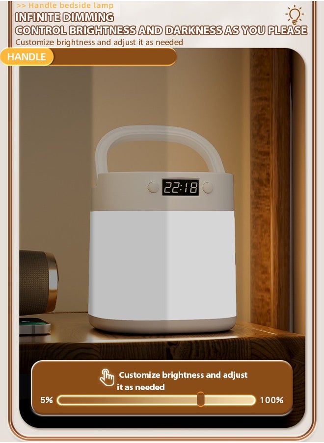 Generic - LED Bedside Lamp Rechargeable,Night light illumination with clock, touch, remote control, three in one portable desk lamp with three color temperatures. Night light can be used for reading and eye protection for infants, students, and children - Image 1