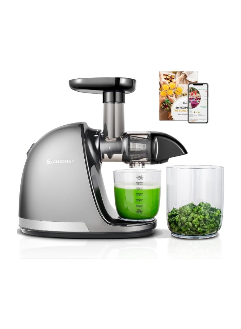 amzchef Cold Press Slow Juicer, Electric Masticating Machine for Fruits and Vegetables, with 2 Cups and Brush - Image 1