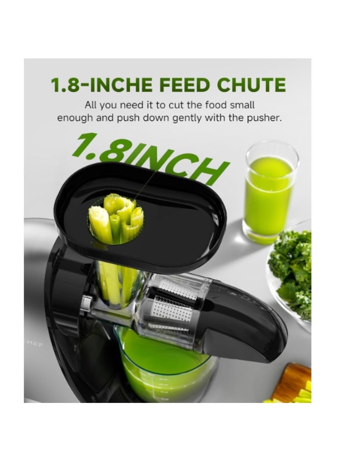 amzchef Cold Press Slow Juicer, Electric Masticating Machine for Fruits and Vegetables, with 2 Cups and Brush - Image 4