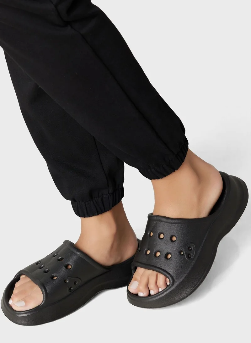 جينجر Chunky Slides With Front Strap Cut Out