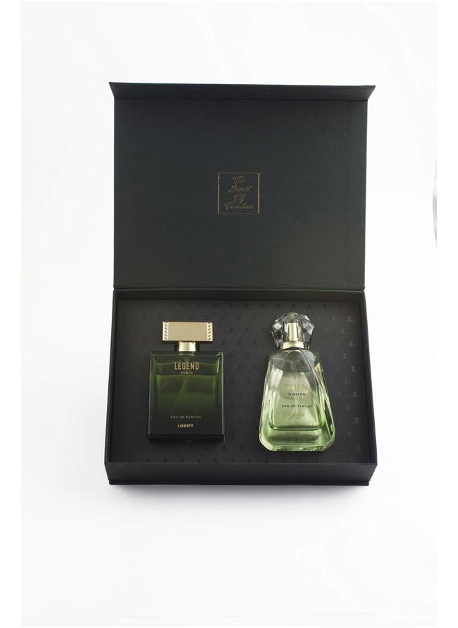 Liberty - Luxury Perfume Gift Set - Legend for Men, Eden for Women (100ml/3.4Oz each), Eau De Parfum (EDP) Spray for Thanksgiving, Designed in France, Long Lasting Smell - Image 1
