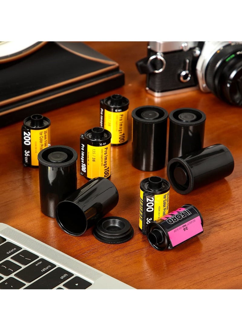 Plastic Film Canister Holders, Empty 35mm Camera Reel Containers with Lids, Storage Cases for Small Accessories, Film, Keys, Coins, Art Beads, Black, 30 Pack - Image 2