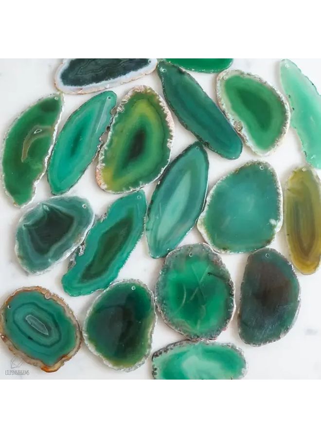 1 2 3 5 7 10pcs Non Porous Green Natural Agate Slices Polished Inspirational Landscape Stone Decoration Gift Landscape DIY Jewelry Making - Image 2