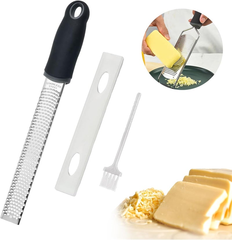 Restynic Lemon Zester Grater with Handle, Multi-use Kitchen Tool for Zesting Fruits, Grating Vegetables, Cheese, and Spices, with Protective Cover & Cleaning Brush - Image 5