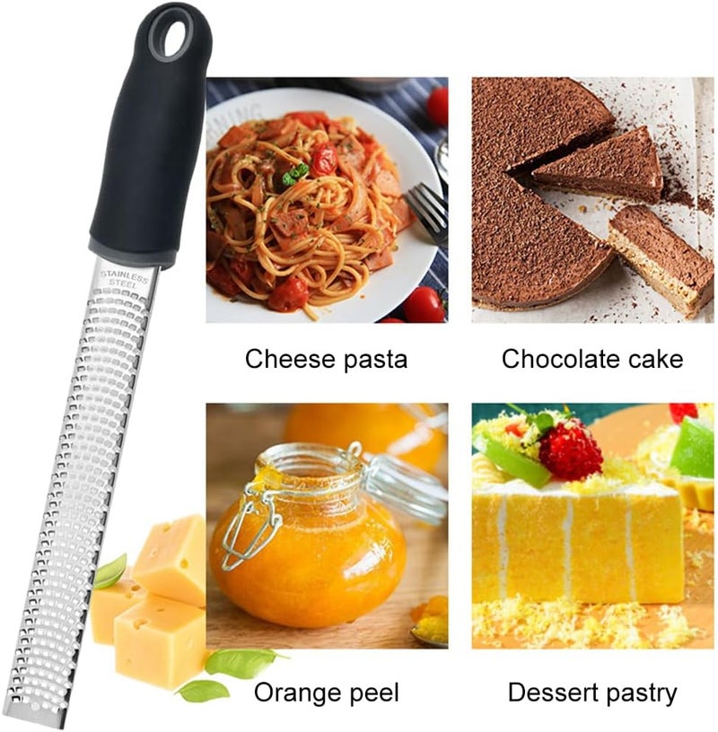 Restynic Lemon Zester Grater with Handle, Multi-use Kitchen Tool for Zesting Fruits, Grating Vegetables, Cheese, and Spices, with Protective Cover & Cleaning Brush - Image 3