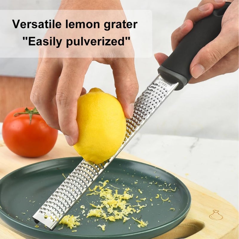 Restynic Lemon Zester Grater with Handle, Multi-use Kitchen Tool for Zesting Fruits, Grating Vegetables, Cheese, and Spices, with Protective Cover & Cleaning Brush - Image 2