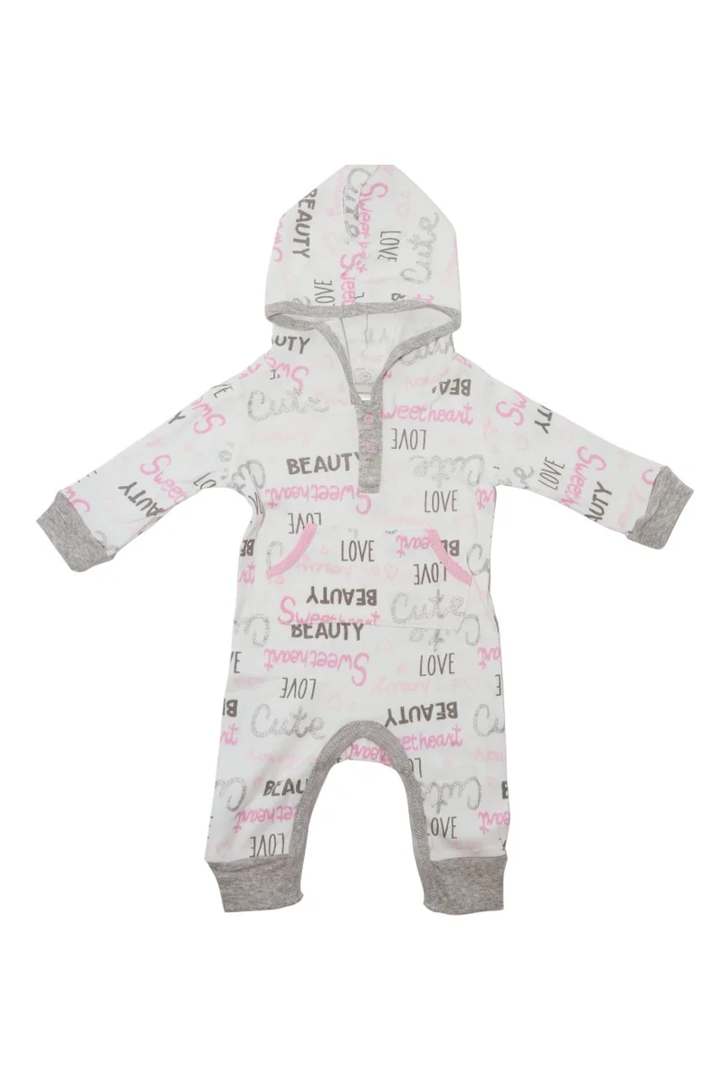 Bambimici Bambimici Love Print Body Suit with Hoodie - White