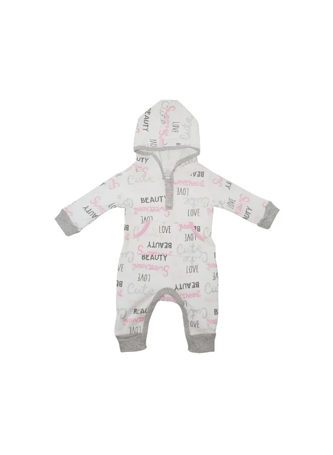 Bambimici Bambimici Love Print Body Suit with Hoodie - White
