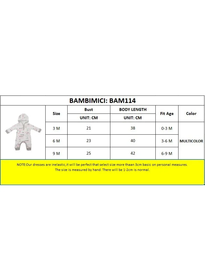 Bambimici Bambimici Love Print Body Suit with Hoodie - White