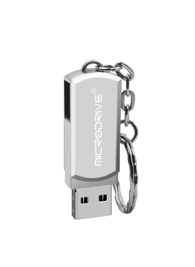 BURAQ MicroDrive 32GB USB 2.0 Creative Personality Metal U Disk with Keychain (Silver)  - Image 1
