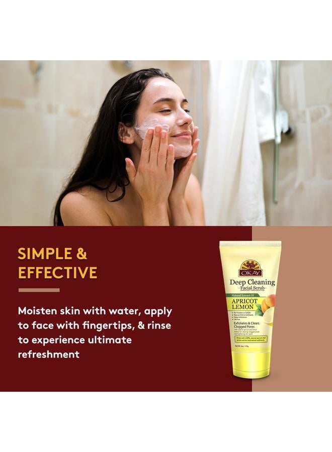 OKAY Oil Control Facial Scrub Exfoliator - Exfoliating Face Wash, Face Scrub for Women and Men, Moisturizing and Brightening, Leaves Skin Smooth and Clean, Paraben Free - Apricot Lemon, 6 oz (1 Pack) - Image 4
