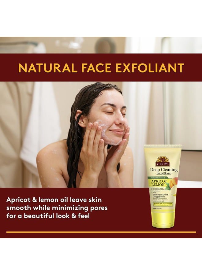 OKAY Oil Control Facial Scrub Exfoliator - Exfoliating Face Wash, Face Scrub for Women and Men, Moisturizing and Brightening, Leaves Skin Smooth and Clean, Paraben Free - Apricot Lemon, 6 oz (1 Pack) - Image 2