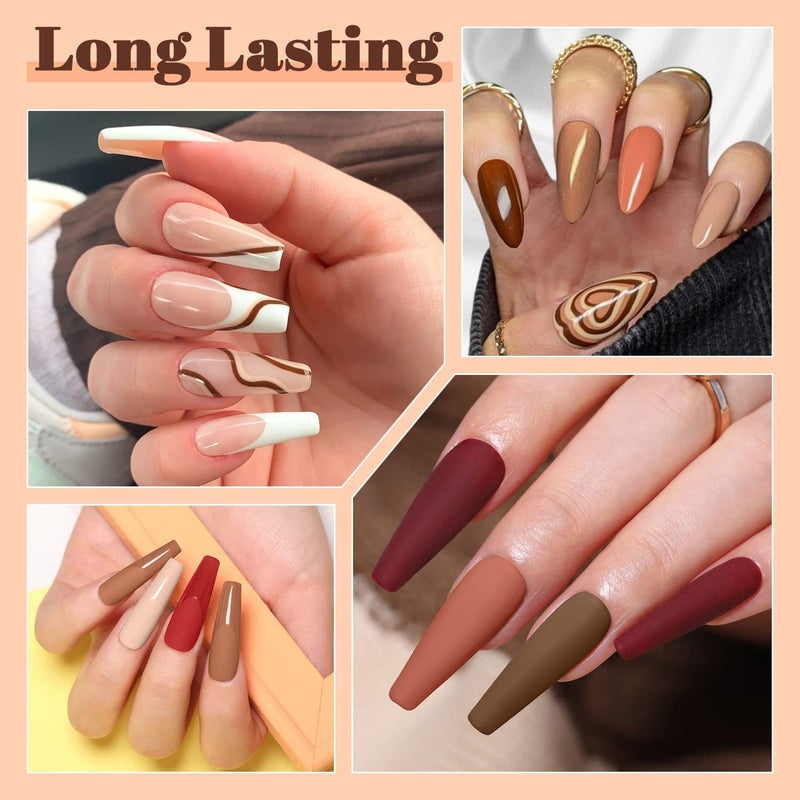 Lavender Violets 22 Pcs Dip Powder Nail Kit Starter - 16 Colors Nude Pinkish Brown Skin Tone with Base Top Coat, Activator, Brush Saver, Nail Buffer and Powder Brush M960B - Image 3