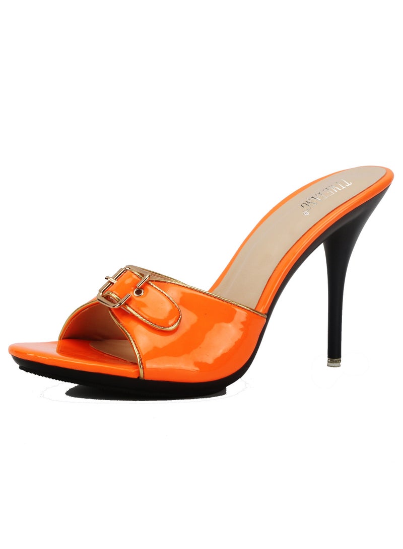 KUYING New Retro Belt Buckle Integrated Slim High Heels