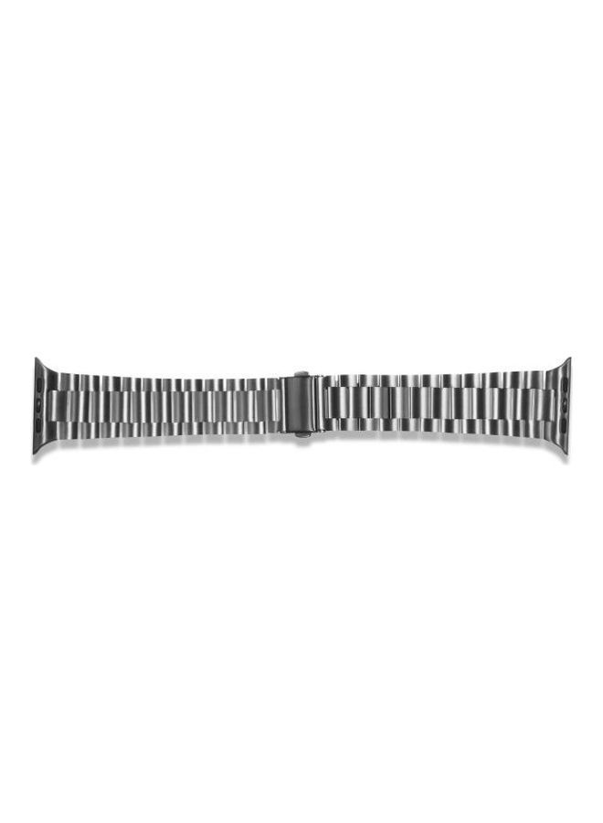 NIBEMINENT Ultra-thin Three-bead Replacement Watchband For Apple Watch Series 7 41mm/6 & SE 5 4 40mm/3 2 1 38mm Grey - Image 4