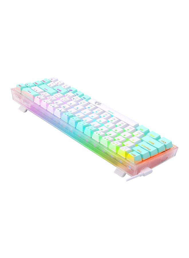 ريدراجون لوحة مفاتيح الألعاب الميكانيكية السلكية K631 CASTOR، 68 مفتاحًا، تصميم صغير بنسبة 65% مع إضاءة خلفية RGB، كابل USB-C قابل للفصل، متوافق مع أنواع مفاتيح متعددة، دعم برمجي لنظام Windows، قابلة للتبديل السريع، مفاتيح زرقاء - Image 4