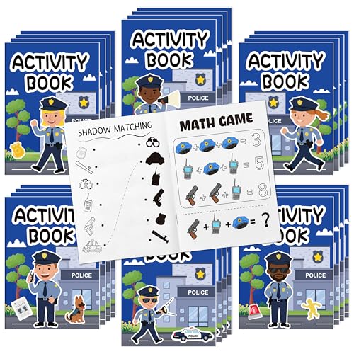 JAPBOR Police Activity Coloring Books 24PCS Mini Policemen Activities Color Book Bulk for Kids Party Favors Police Themed Small Colouring Pages for Birthday Gifts Classroom Drawing Painting Games - Image 1
