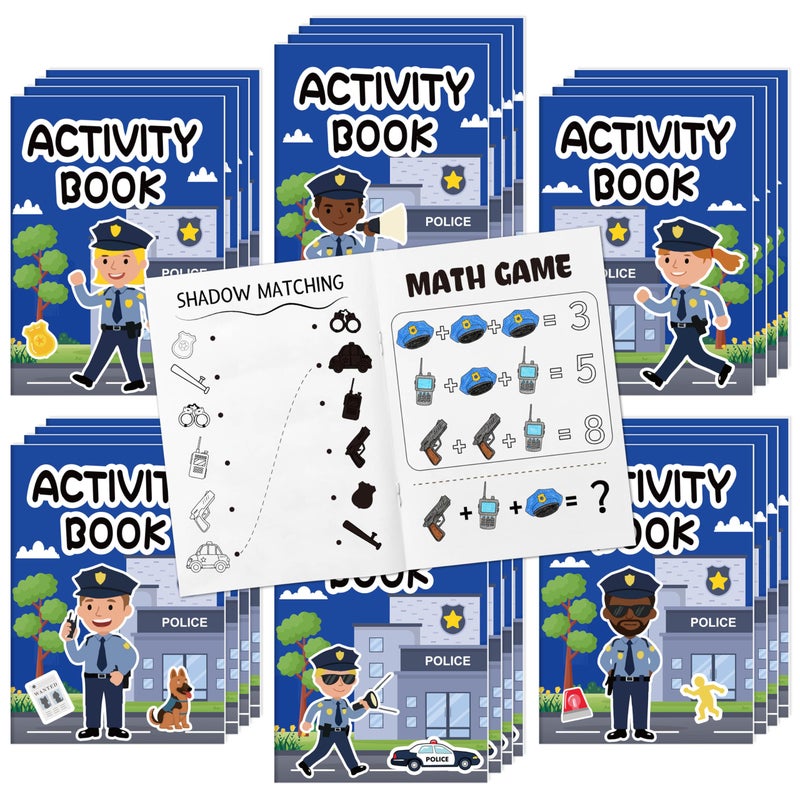 JAPBOR Police Activity Coloring Books 24PCS Mini Policemen Activities Color Book Bulk for Kids Party Favors Police Themed Small Colouring Pages for Birthday Gifts Classroom Drawing Painting Games - Image 3