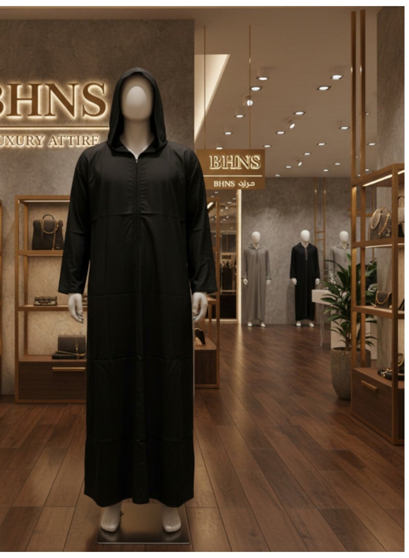 Men's shirt, nightgown, Moroccan robe, comfortable fit, luxury men's gifts, men's comfortable house robe, long-sleeved Moroccan shirt, men's summer long-sleeved shirt, long-sleeved shirt, men's seven-sleeved robe with comfortable hood, gifts for men - Image 3