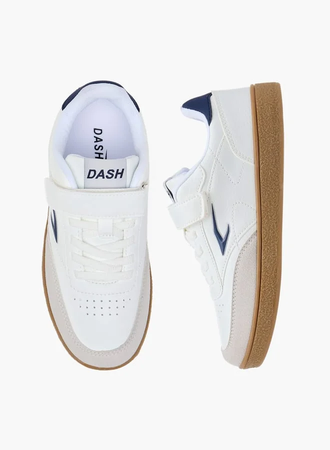 Dash Boys Logo Detail Sneakers with Hook and Loop Closure