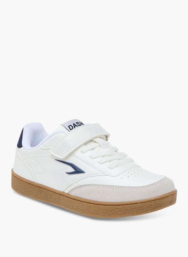 Dash Boys Logo Detail Sneakers with Hook and Loop Closure