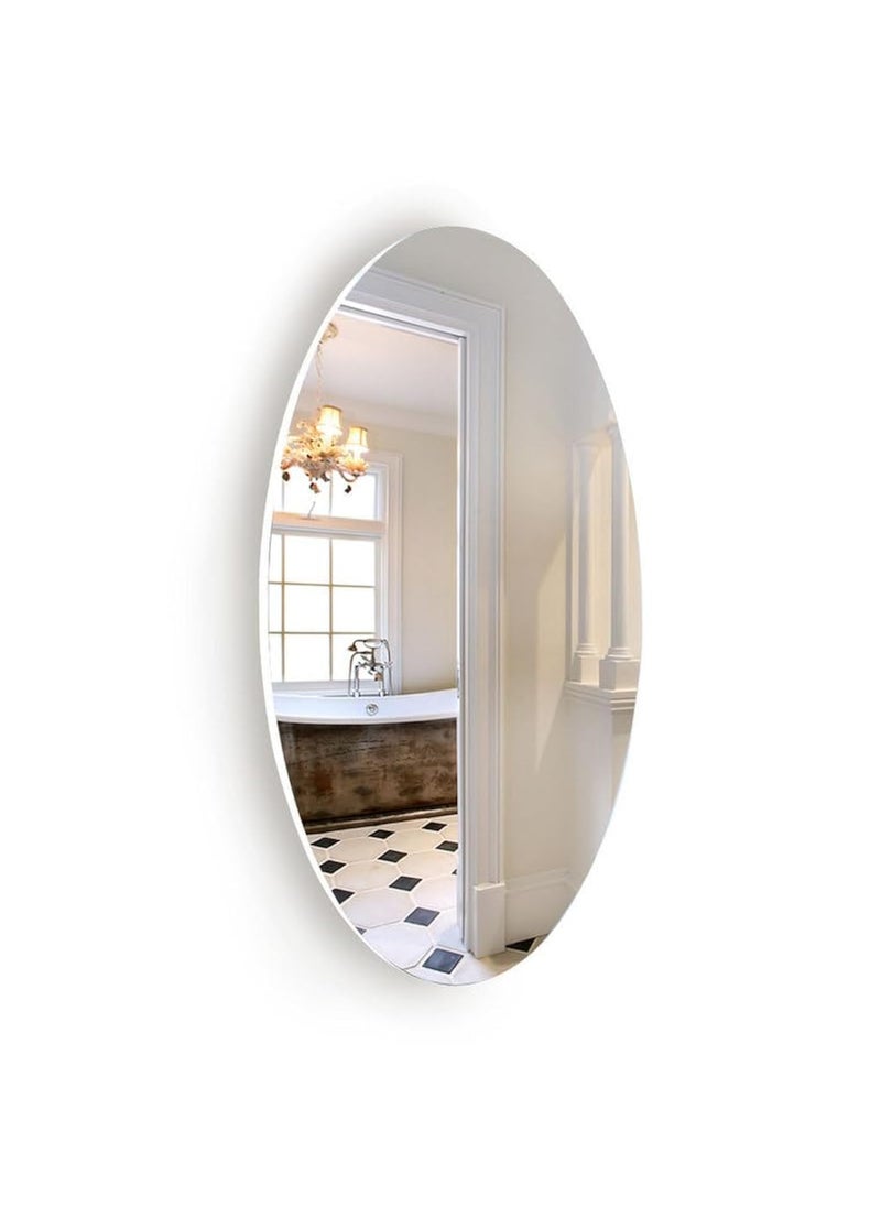 Facilehome Facilehome Wall Mounted Dressing Mirror Frameless Oval Vanity Mirror Makeup Mirror for Bathroom Bedroom Living Room Horizontal or Vertical 