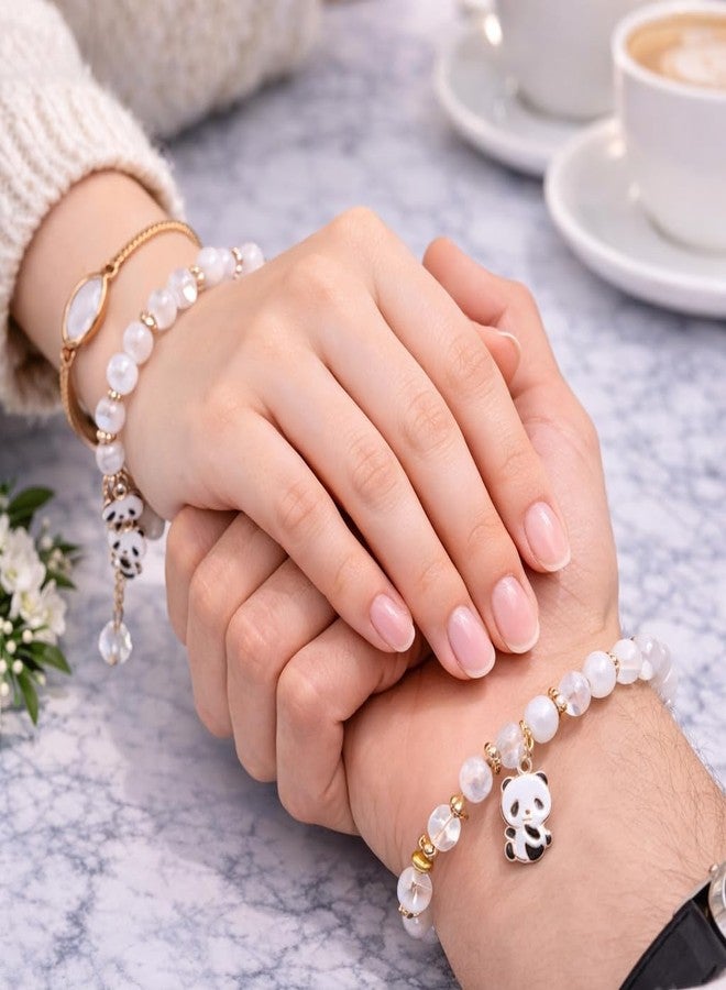 SUKHAD Cute Panda Charm Bracelet for Girls & Women | White Beaded Stretch Bracelet with Panda Pendant | Kawaii Aesthetic Bracelet | Gift for Girls, Teens, Birthday & Friendship Jewelry - Image 5