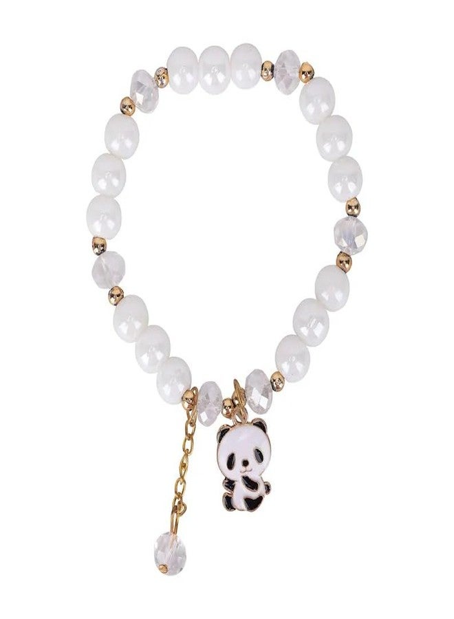 SUKHAD Cute Panda Charm Bracelet for Girls & Women | White Beaded Stretch Bracelet with Panda Pendant | Kawaii Aesthetic Bracelet | Gift for Girls, Teens, Birthday & Friendship Jewelry - Image 2