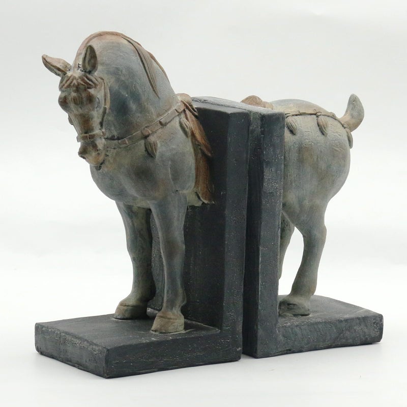 Lukitas Tang Horse Decorative Bookends, Heavy Duty Non-Slip Book Holders, Vintage Artistic Ornaments for Office Home Bookshelf Decor, Resin - Image 3