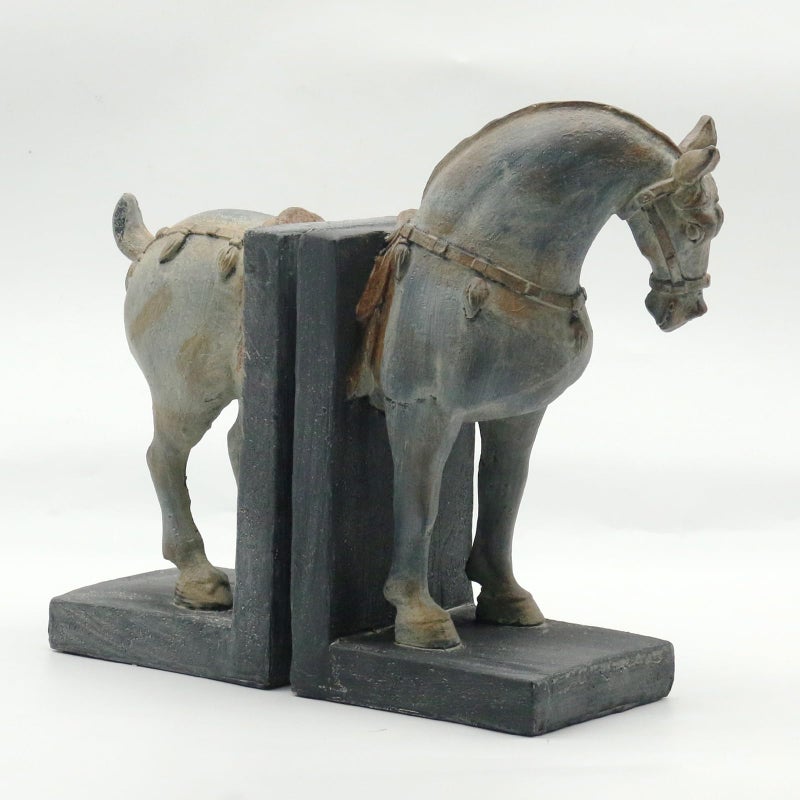 Lukitas Tang Horse Decorative Bookends, Heavy Duty Non-Slip Book Holders, Vintage Artistic Ornaments for Office Home Bookshelf Decor, Resin - Image 5