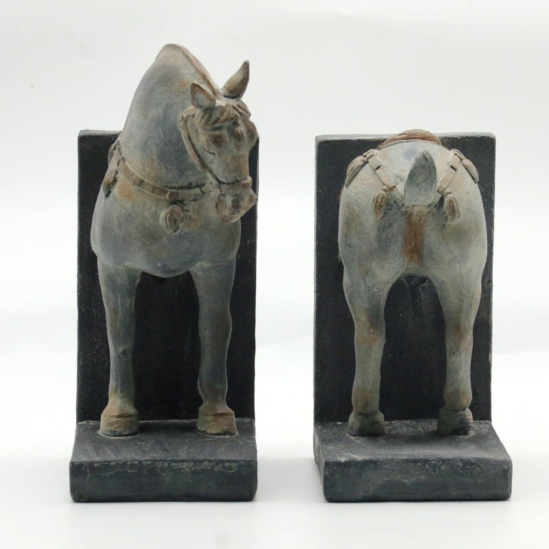 Lukitas Tang Horse Decorative Bookends, Heavy Duty Non-Slip Book Holders, Vintage Artistic Ornaments for Office Home Bookshelf Decor, Resin - Image 4
