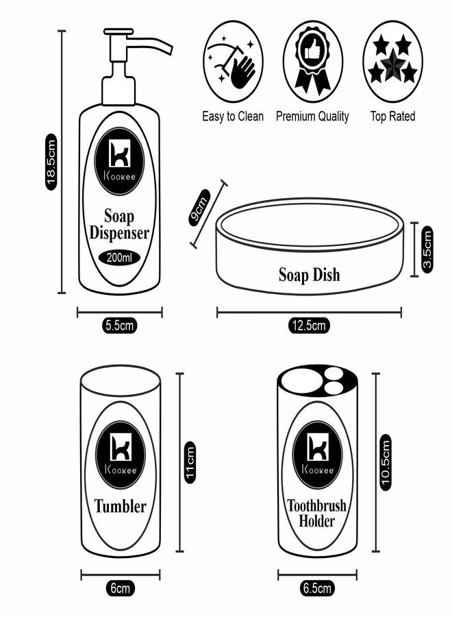 Kookee Ceramic Bathroom Set – Stylish 4 Piece Bath Accessories Kit with Soap Dispenser, Toothbrush Holder, Tumbler & Soap Dish – Modern & Designer Decor for Home & Guest Bathrooms, Multicolor (9760) - Image 5