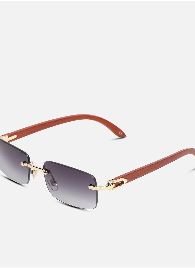 Haute Sauce Haute Sauce Women's Gradient Rectangular Sunglasses - Brown Frame | Grey Polycarbonate Lens For Casual Wear | One-Size | Rimless Polarized Lens | Alloy Sunglass For Everyday Wear  - Image 5