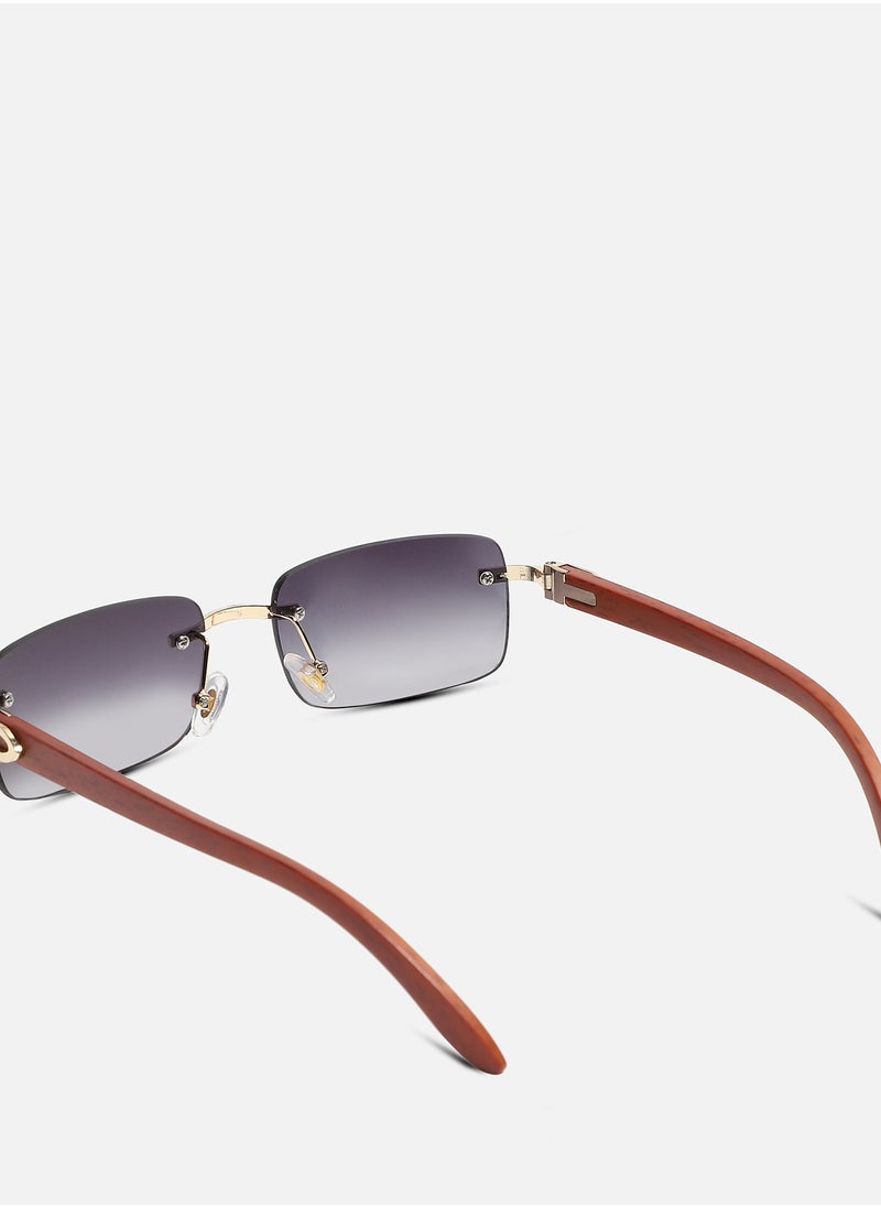 Haute Sauce Haute Sauce Women's Gradient Rectangular Sunglasses - Brown Frame | Grey Polycarbonate Lens For Casual Wear | One-Size | Rimless Polarized Lens | Alloy Sunglass For Everyday Wear  - Image 4
