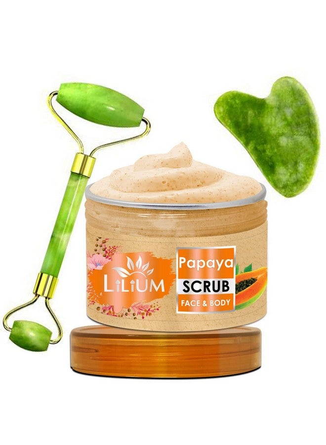 Lilium Papaya Face & Body Scrub & Double Side Face Roller (250g) - Image 1