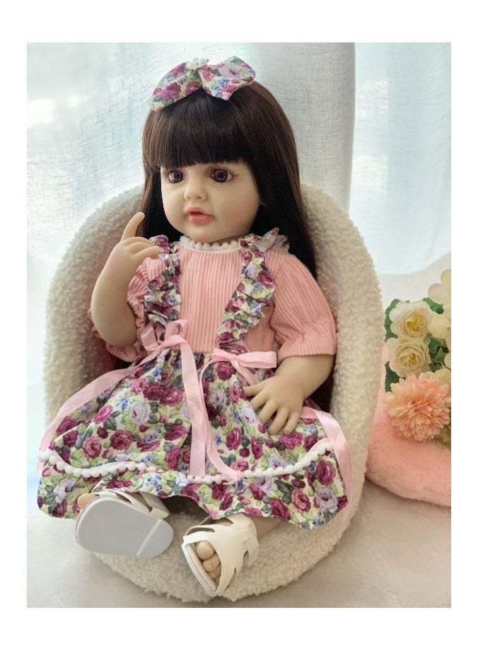 Nano Classic 22-inch Cm Reborn Baby Doll Soft Full body Silicone Newborn real like Baby Doll Girl Toy- CH1 (Pink outfit 005) - Image 3